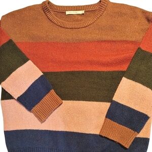Ellison Colorful Wide Crew Neck Sweater Sz M Outdoor Winter Casual Classic Fall